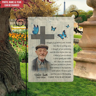 I Thought Of You With Love Today - Personalized Garden Flag, Memorial Gift For Loss Of Loved One - GF185