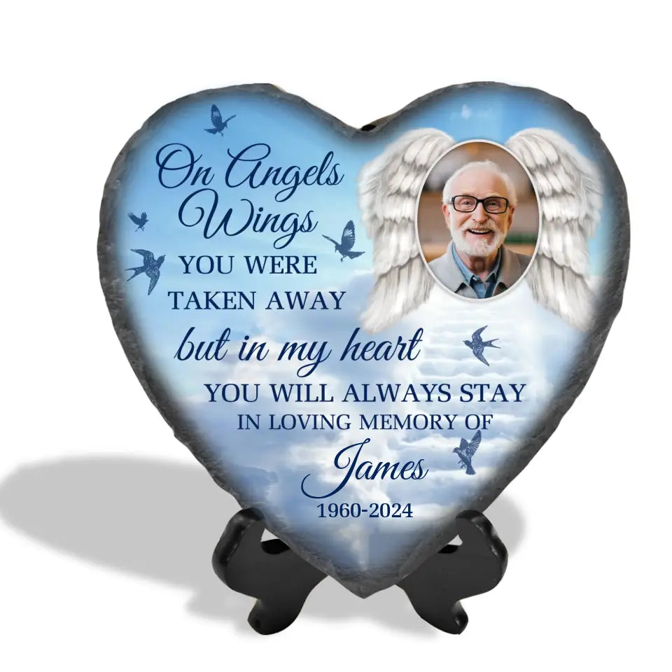 On Angels Wings You Were Taken Away - Personalized Memorial Stone, Loss Of Loved One - MS95