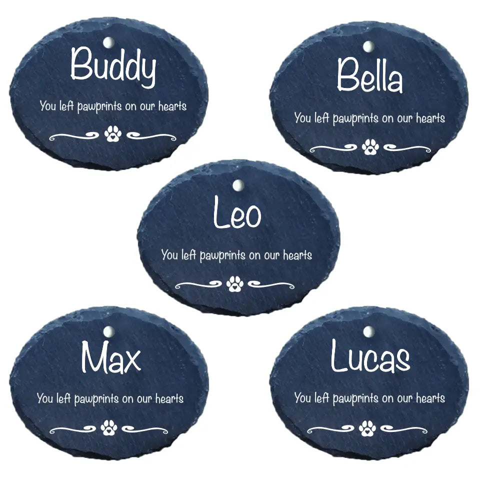 Pet Memorial Garden Slate and Hook / Pet loss / Oval Memorial Plaque / Loss of Dog / Pet Bereavement Gift / Garden Memorial - GS01