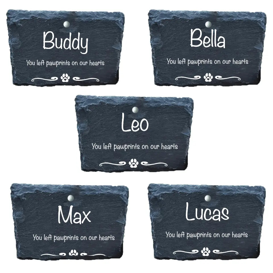 Pet Memorial Garden Slate and Hook / Pet loss / Oval Memorial Plaque / Loss of Dog / Pet Bereavement Gift / Garden Memorial - GS01