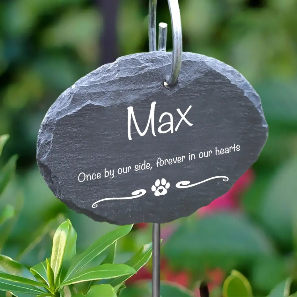 Pet Memorial Garden Slate and Hook / Pet loss / Oval Memorial Plaque / Loss of Dog / Pet Bereavement Gift / Garden Memorial - GS01