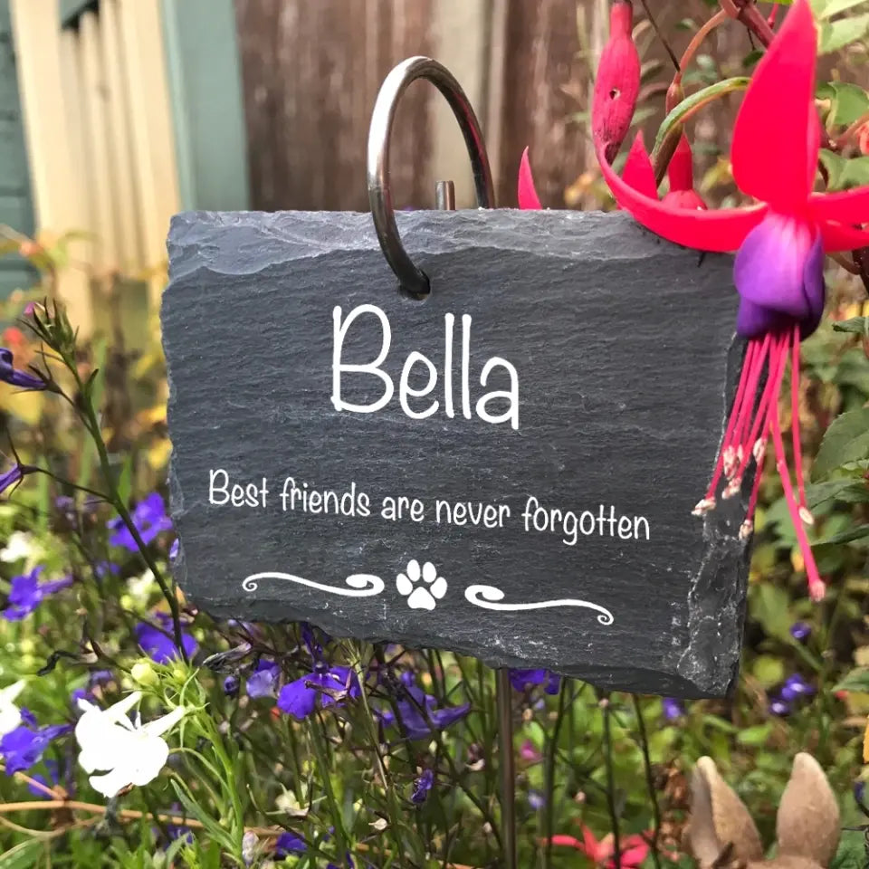 Pet Memorial Garden Slate and Hook / Pet loss / Oval Memorial Plaque / Loss of Dog / Pet Bereavement Gift / Garden Memorial - GS01