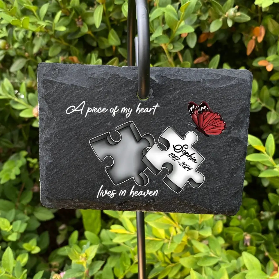 A Piece Of My Heart Lives In Heaven - Personalized Garden Slate - GS93