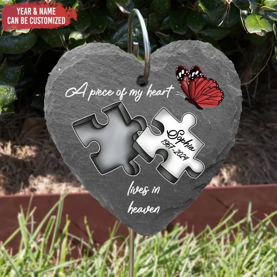 A Piece Of My Heart Lives In Heaven - Personalized Garden Slate - GS93