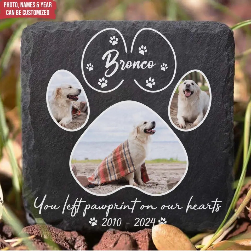 You Left Paw print On Our Hearts - Personalized Stone, Memorial Gift For Dog Lover - MS97