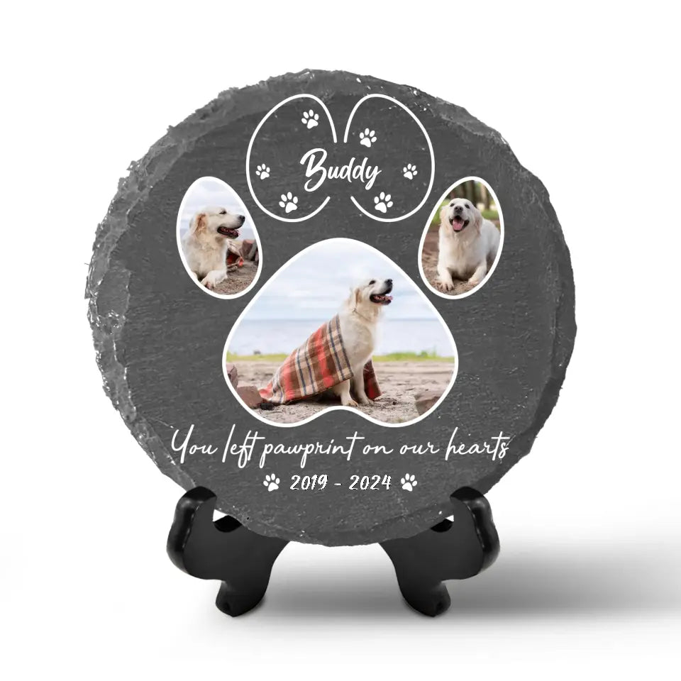 You Left Paw print On Our Hearts - Personalized Stone, Memorial Gift For Dog Lover - MS97