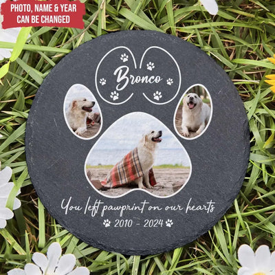 You Left Paw print On Our Hearts - Personalized Stone, Memorial Gift For Dog Lover - MS97