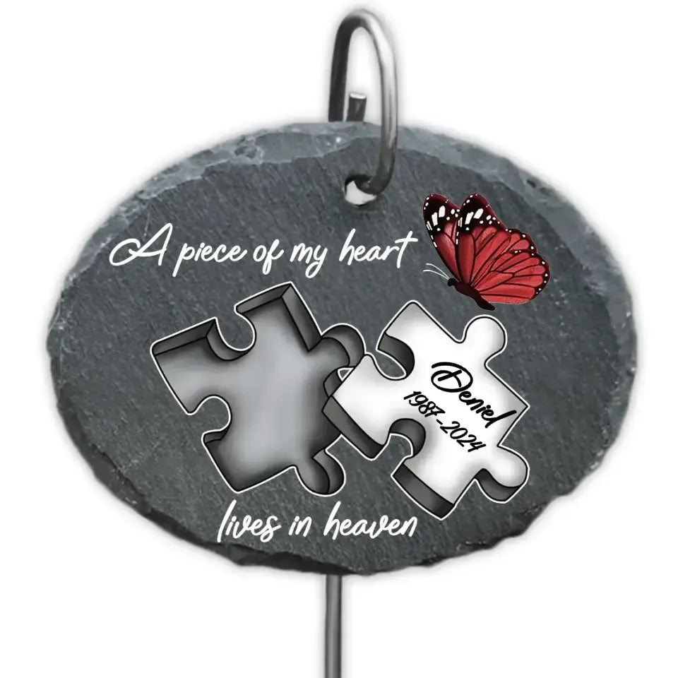 A Piece Of My Heart Lives In Heaven - Personalized Garden Slate - GS93