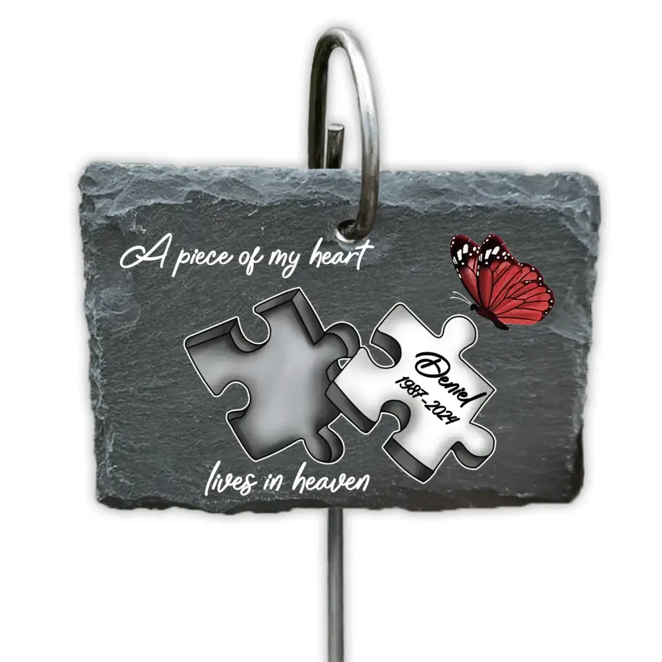 A Piece Of My Heart Lives In Heaven - Personalized Garden Slate - GS93