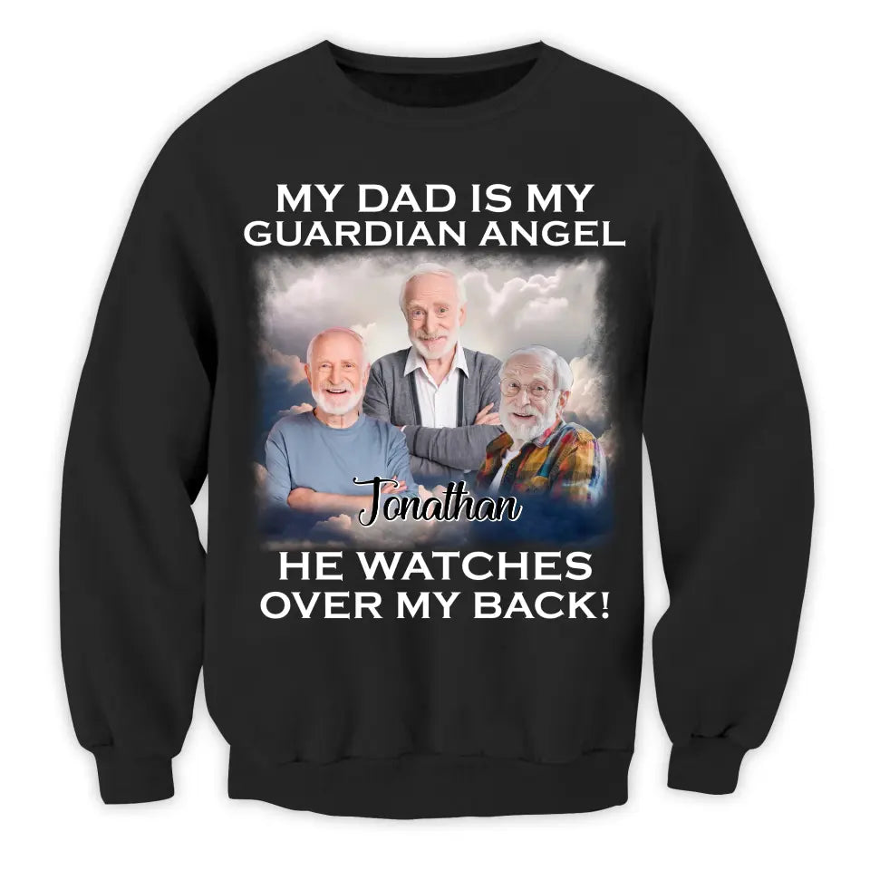 My Dad Is My Guardian Angel He Watches Over My Back - Personalized T-Shirt, Memorial Gift For Dad - TS1221