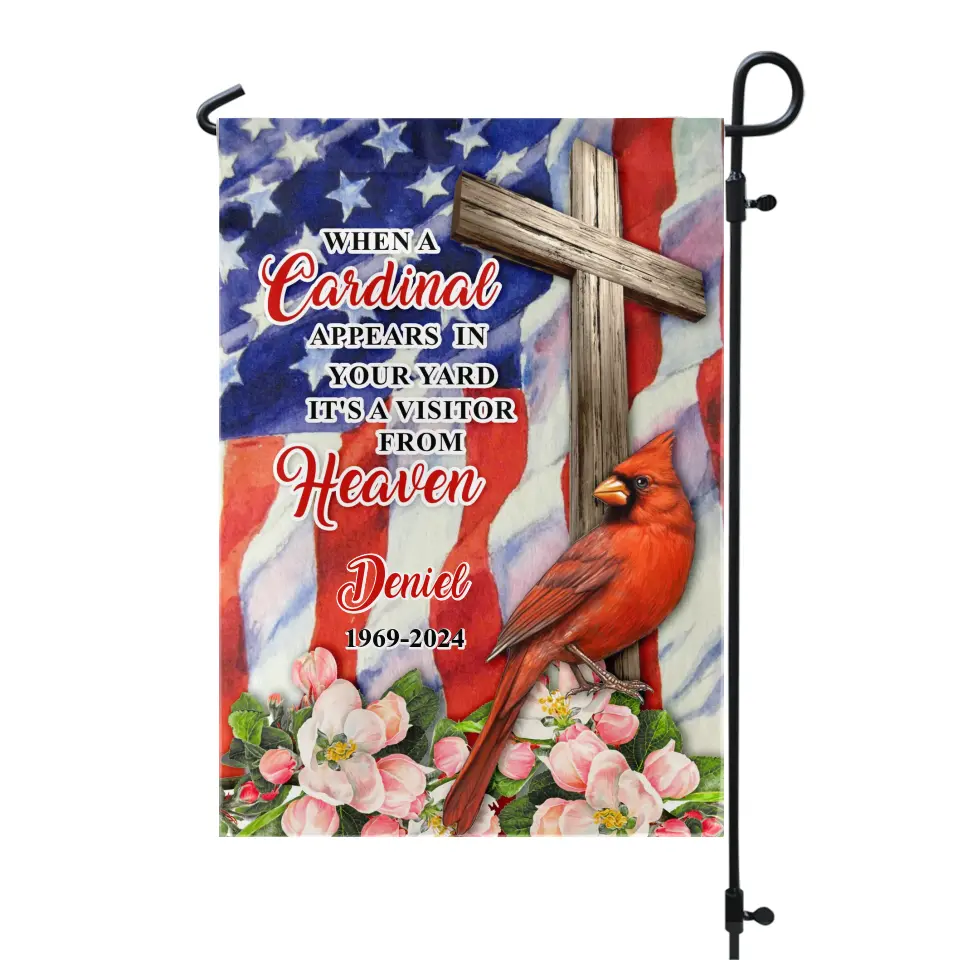 When A Cardinal Appears In Your Yard It&#39;s A Visitor From Heaven - Personalized Garden Flag, Memorial Gift, Loss Of Loved One - GF188