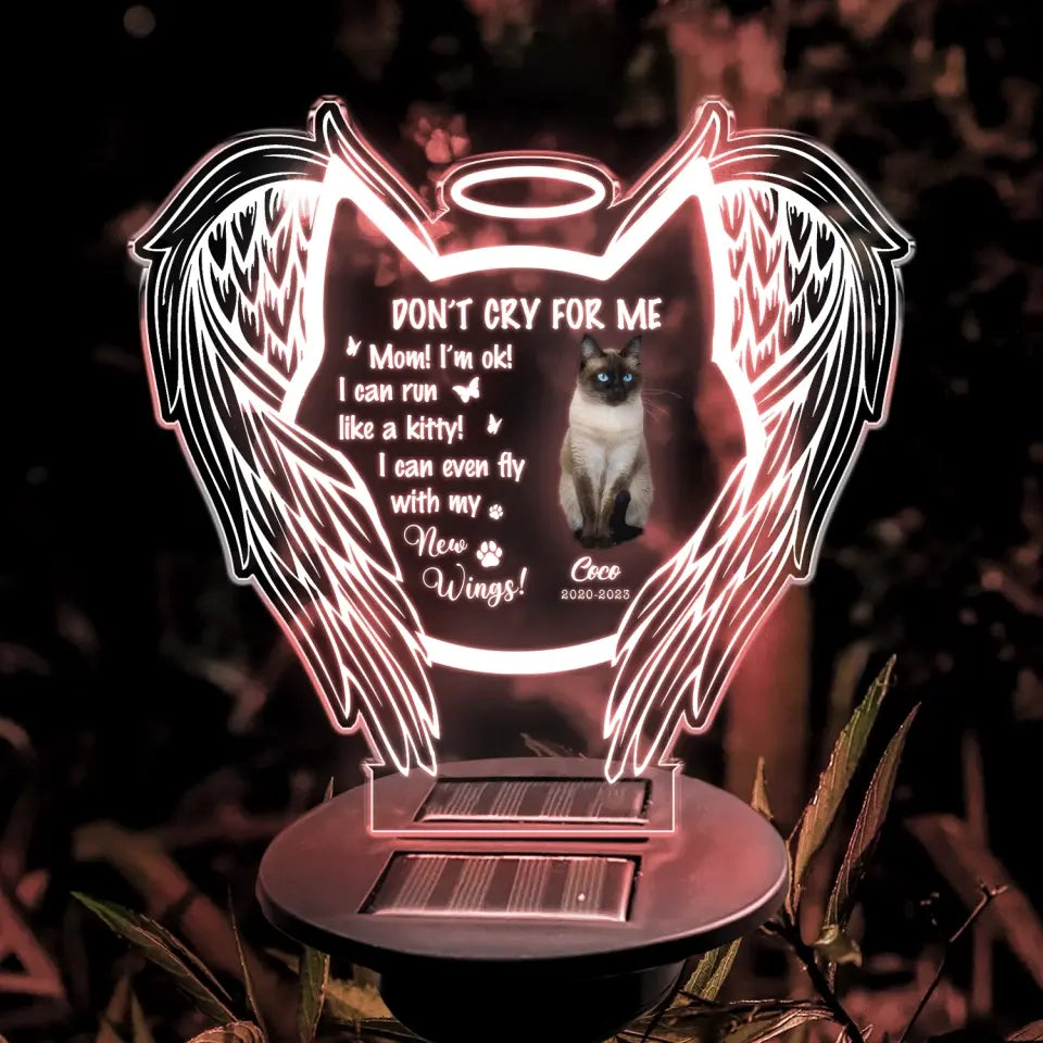 I Can Even Fly With My New Wings - Personalized Solar Light, Solar Light Gift For Cat Lover - SL144