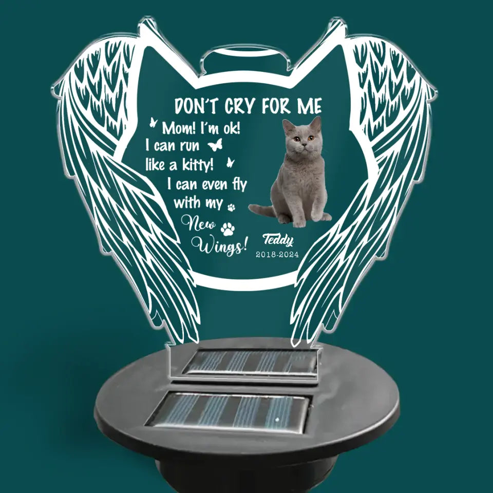 I Can Even Fly With My New Wings - Personalized Solar Light, Solar Light Gift For Cat Lover - SL144