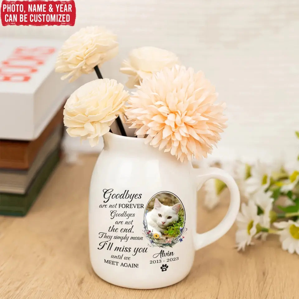 I'll Miss You Until We Meet Again - Personalized Flower Vase, Memorial Gift For Cat Lover - MM-FLV04