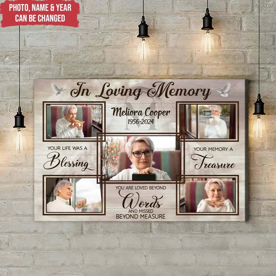 In Loving Memory You Life Was A Blessing - Personalized Canvas, Memorial Gift - MM-CA121