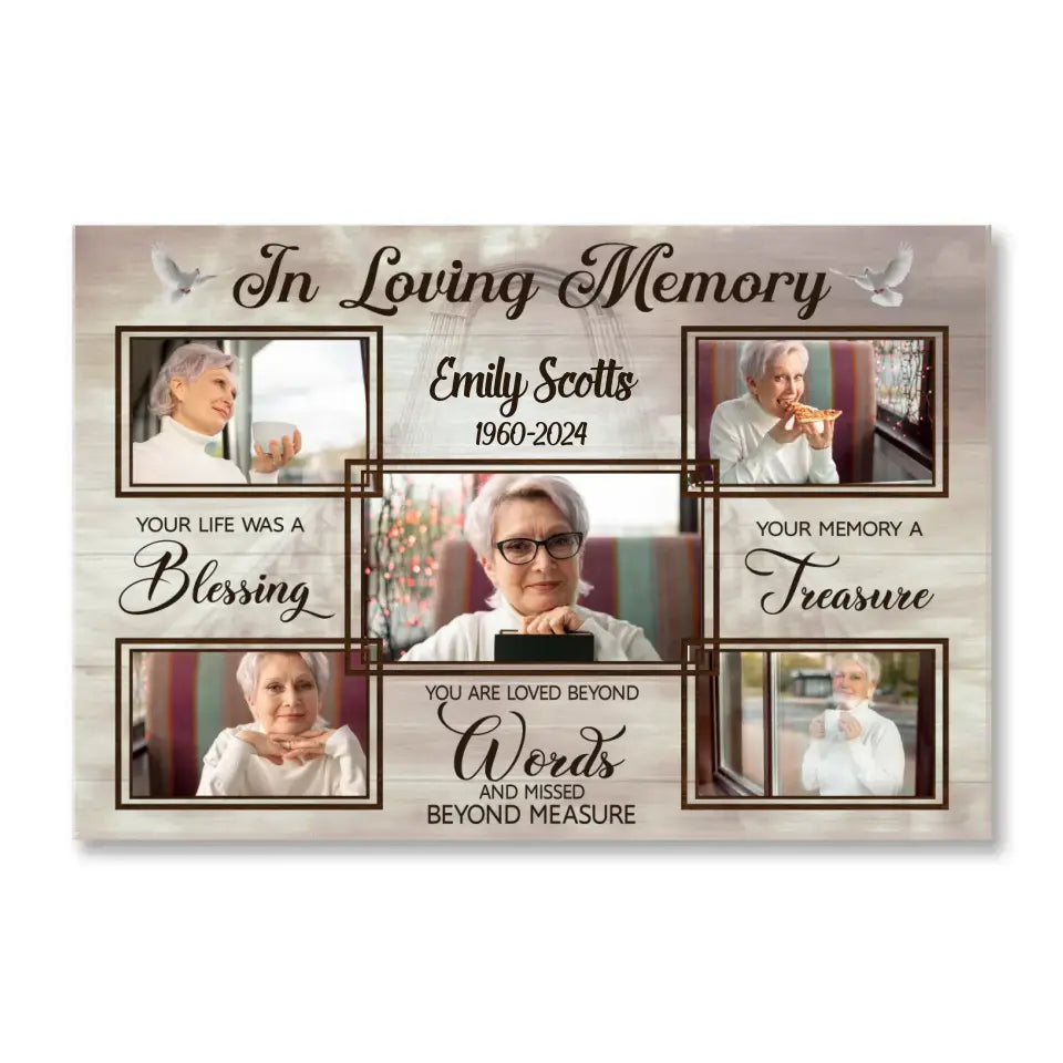 In Loving Memory You Life Was A Blessing - Personalized Canvas, Memorial Gift - MM-CA121