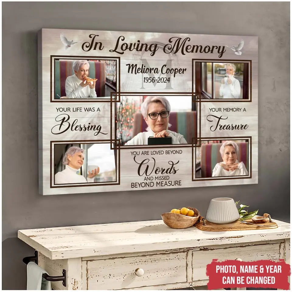 In Loving Memory You Life Was A Blessing - Personalized Canvas, Memorial Gift - MM-CA121