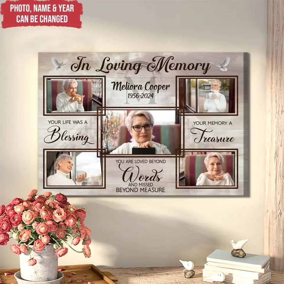 In Loving Memory You Life Was A Blessing - Personalized Canvas, Memorial Gift - MM-CA121