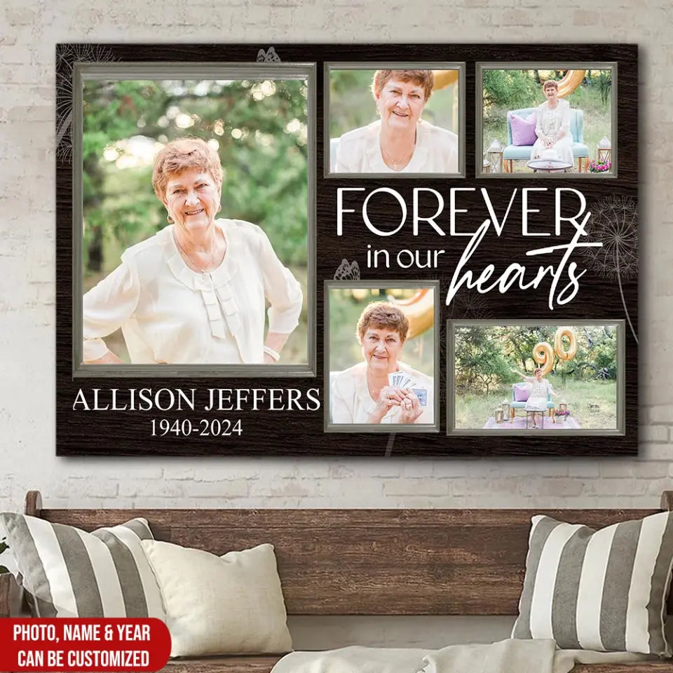 Forever In Our Hearts - Personalized Canvas, Memorial Gift - MM-CA122