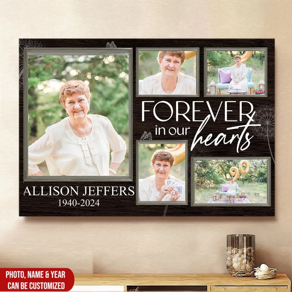 Forever In Our Hearts - Personalized Canvas, Memorial Gift - MM-CA122