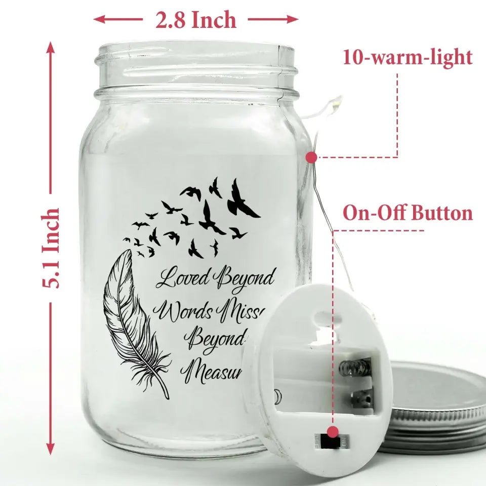 Loved Beyond Words Missed Beyond Measure - Personalized Mason Jar Light - MM-MJL50