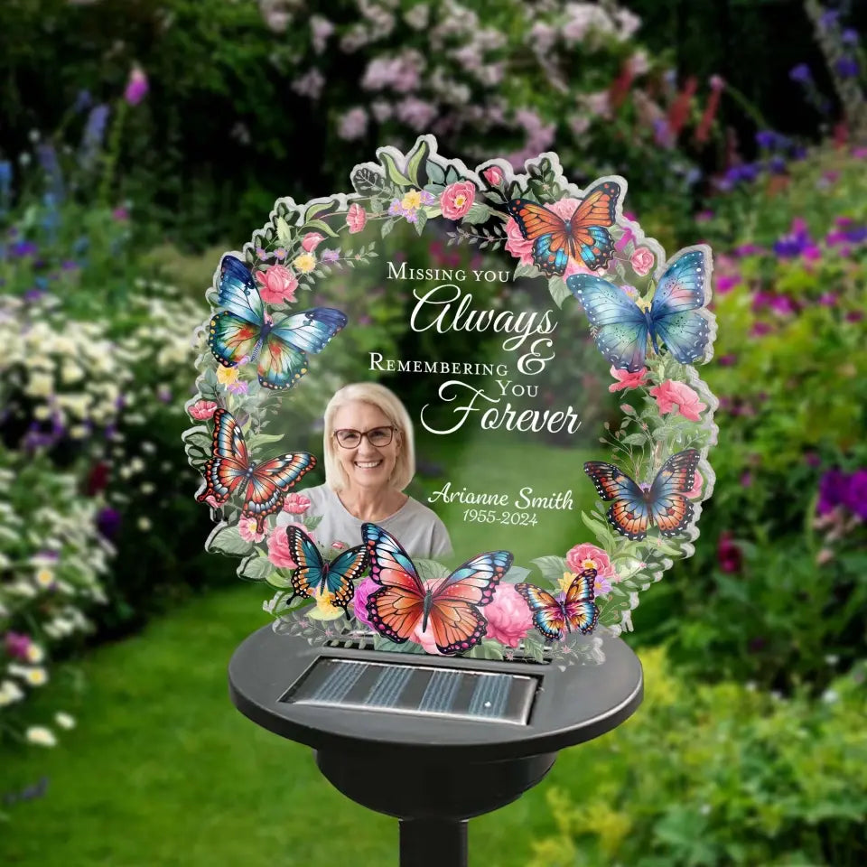 Missing You Always & Remembering You Forever - Personalized Solar Light, Memorial Gift - CF-SL165