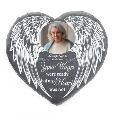 Your Wings Were Ready But My Heart Was Not - Personalized Memorial Stone, Sympathy Gift, Memorial Gift For Loss Of Dad/ Mom/ Grandma/ Grandpa - MS83