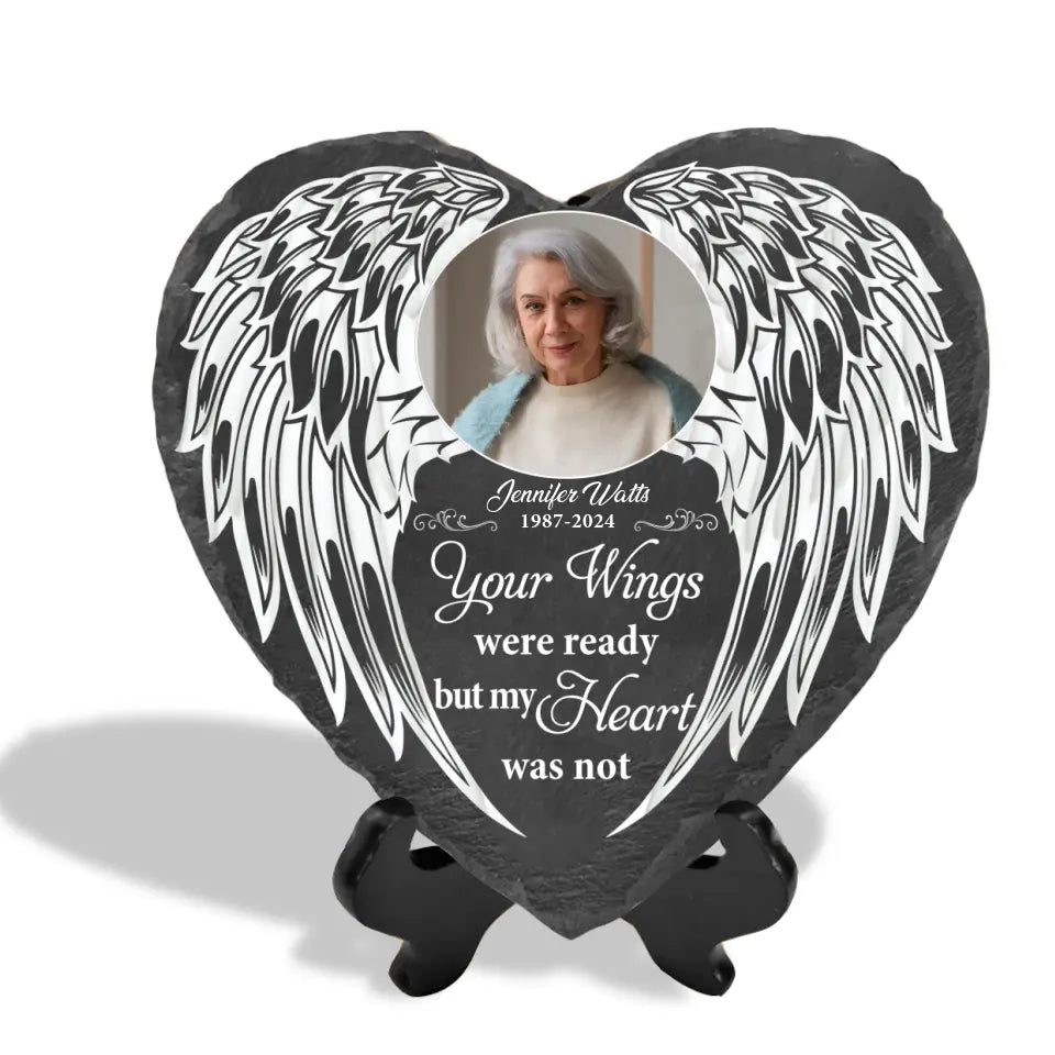 Your Wings Were Ready But My Heart Was Not - Personalized Memorial Stone, Sympathy Gift, Memorial Gift For Loss Of Dad/ Mom/ Grandma/ Grandpa - MS83