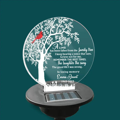 A Limb Has Fallen - Personalized Solar Light, Sympathy Gift, Grave Marker, Memorial Gift - SL137