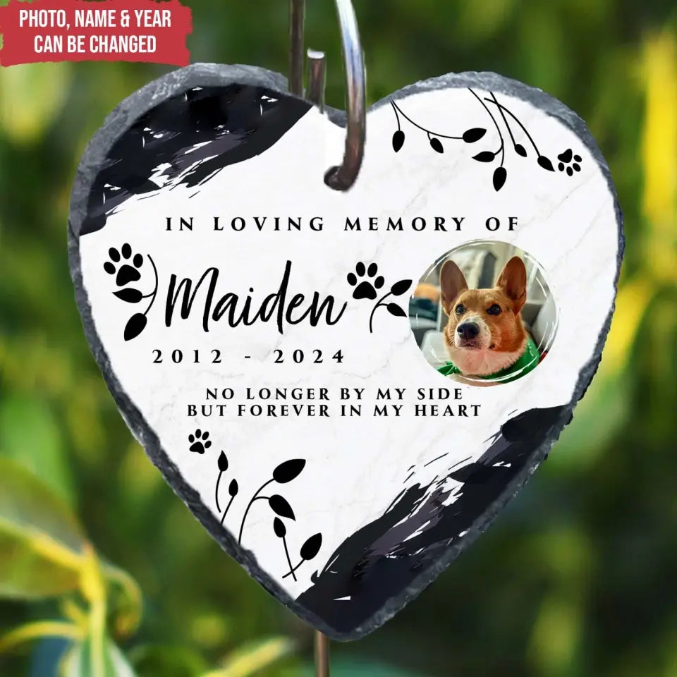 No Longer By My Side But Forever In Our Heart - Personalized Slate, Memorial Gift - MM-GS95