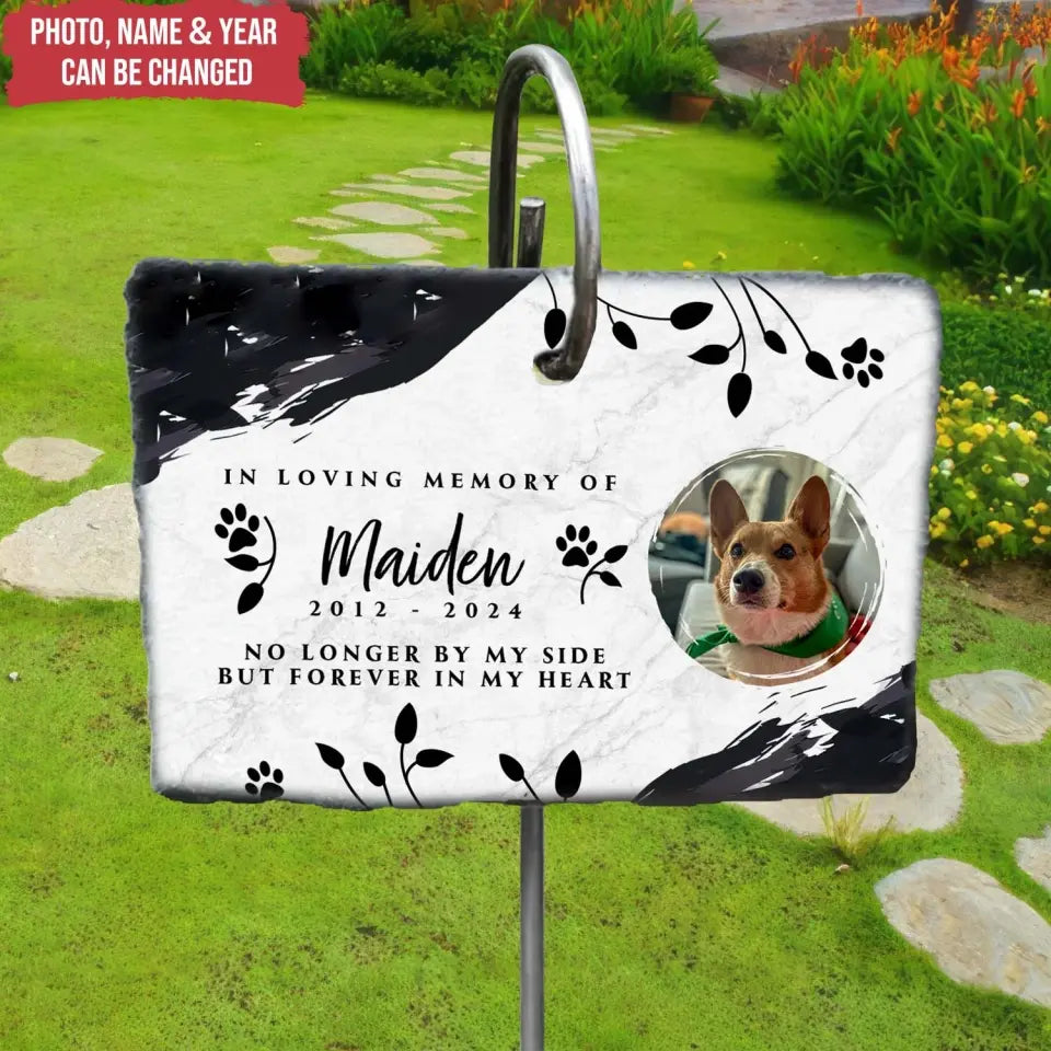 No Longer By My Side But Forever In Our Heart - Personalized Slate, Memorial Gift - MM-GS95