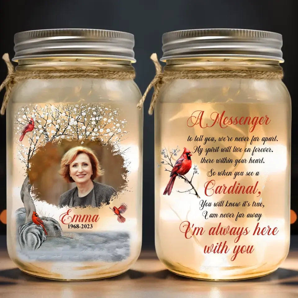 A Messenger To Tell You, We're Never Far Apart - Personalized Mason Jar Light - MM-MJL53