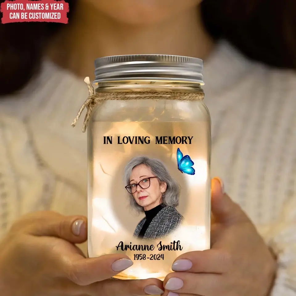 A Butterfly To Remind Me Even Though We Are Apart - Personalized Mason Jar Light - MM-MJL54