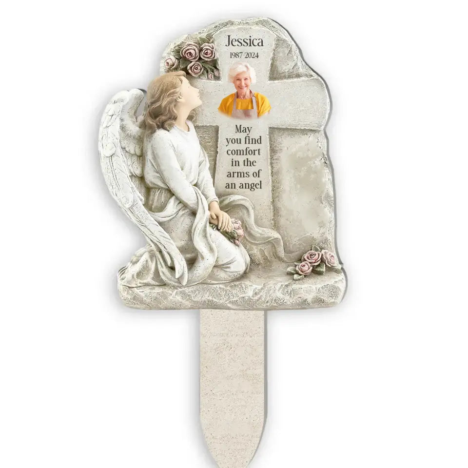 May You Find Comfort In The Arms Of An Angel - Personalized Plaque Stake - MM-PS108