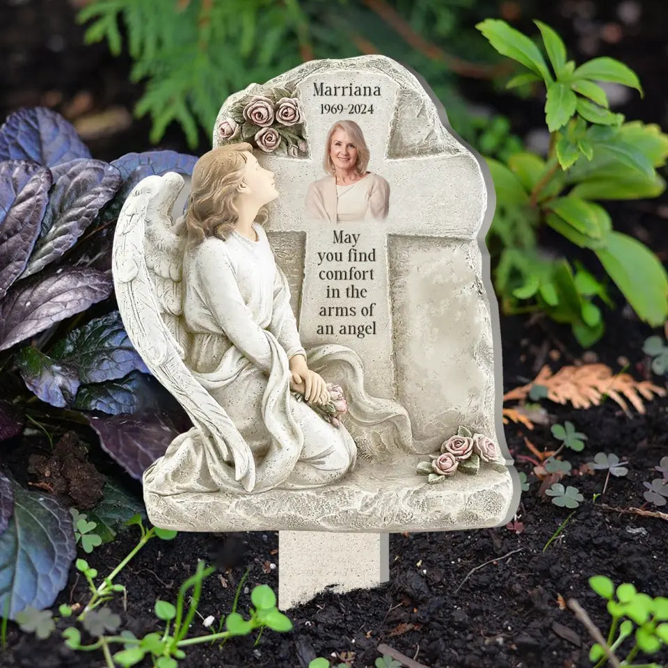 May You Find Comfort In The Arms Of An Angel - Personalized Plaque Stake - MM-PS108