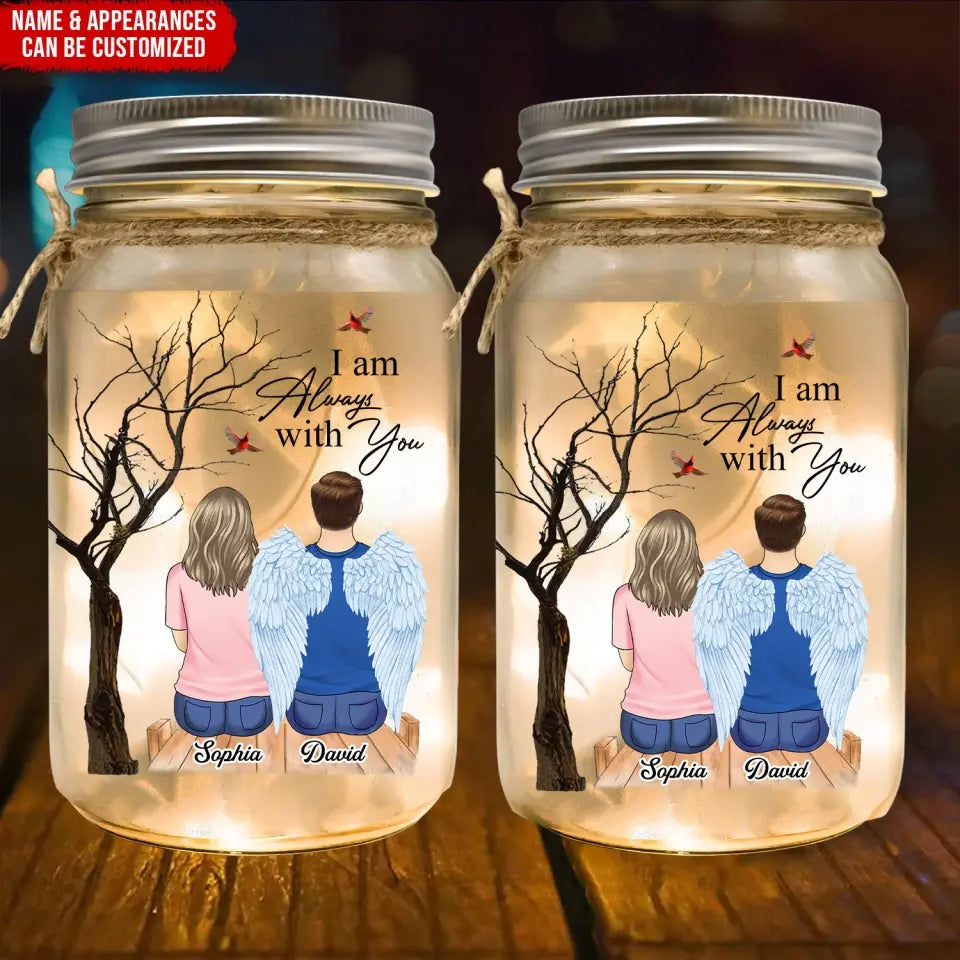 Cardinal Memorial, I Am Always With You - Personalized Mason Jar Light - MM-MJL55