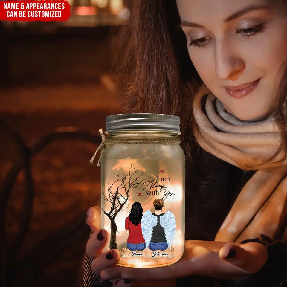 Cardinal Memorial, I Am Always With You - Personalized Mason Jar Light - MM-MJL55