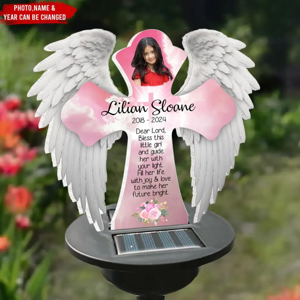 Bless This Little Girl and Guide Her With Your Light - Personalized Solar Light - MM-SL168