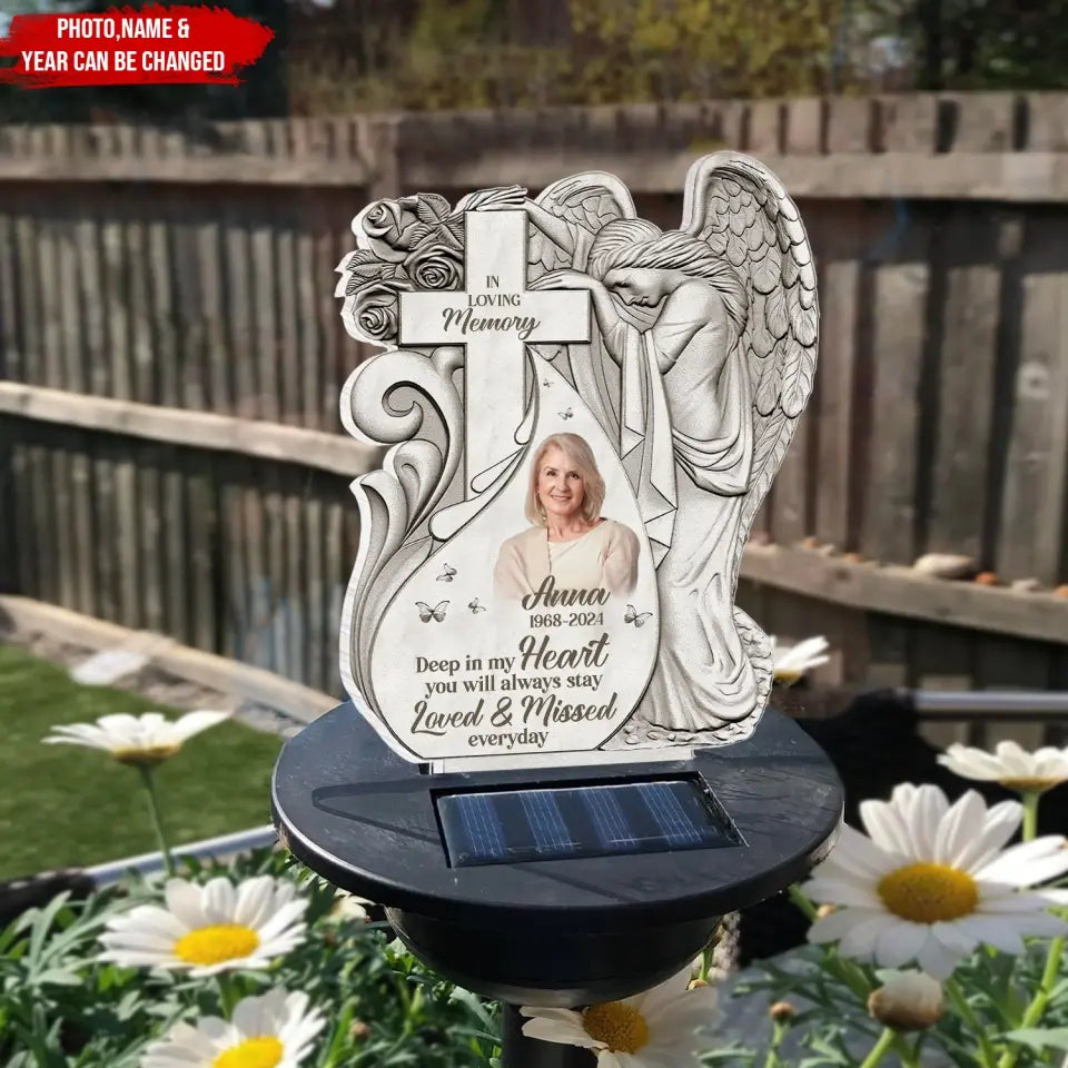 Deep In My Heart You Always Stay - Personalized Solar Light, Gift For Loss Off Loved One - SL145