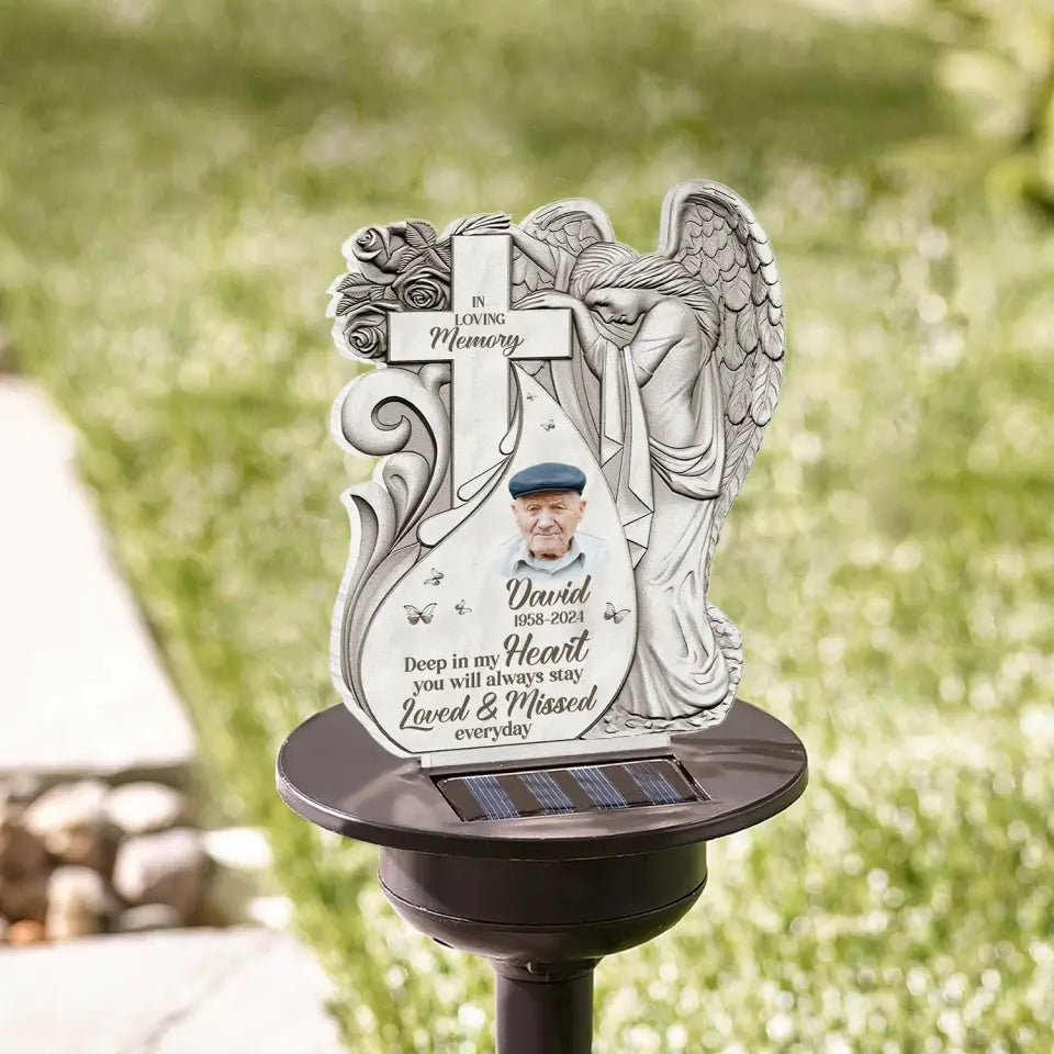 Deep In My Heart You Always Stay - Personalized Solar Light, Gift For Loss Off Loved One - SL145