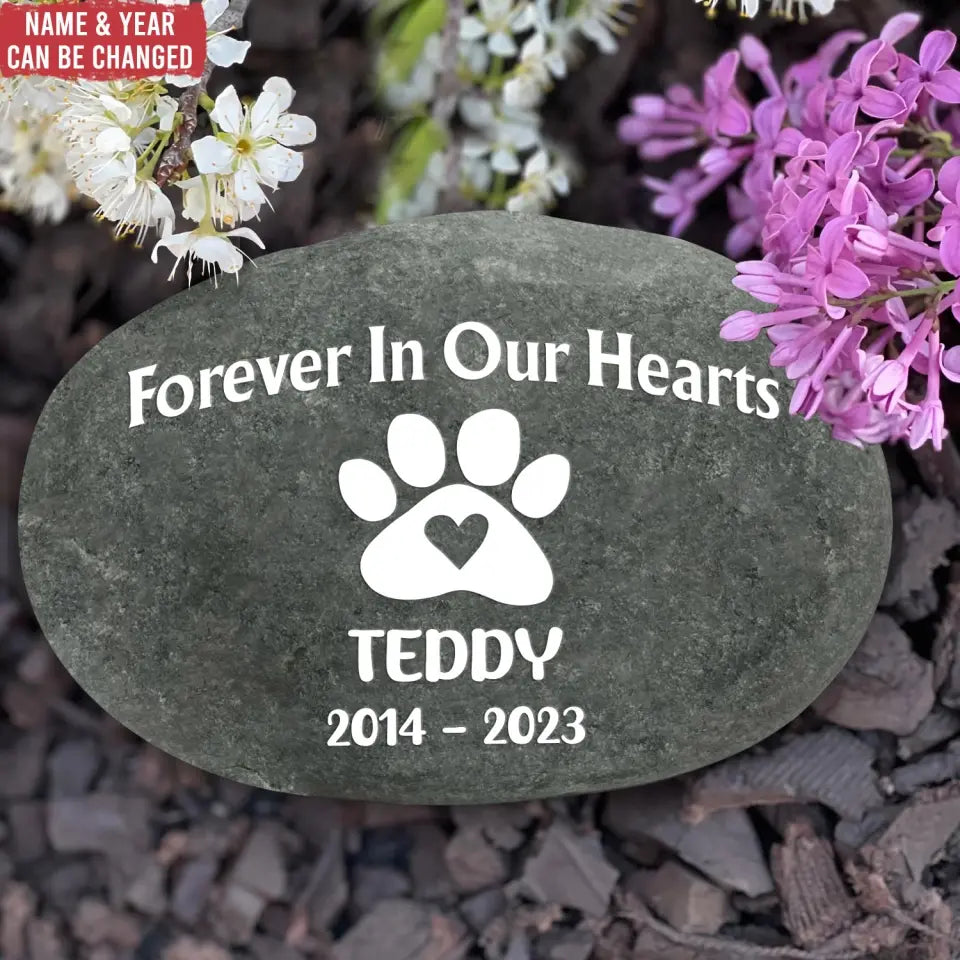 Forever In Our Hearts - Pet Memorial Stone River Rock, Pet Lover Memorial Gift - SRR03