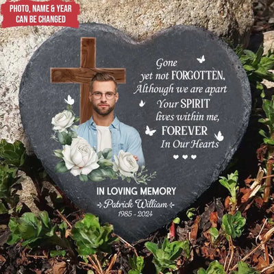 Although We Are Apart Your Spirit Lives Within Me - Personalized Stone, Memorial Gift - MS91