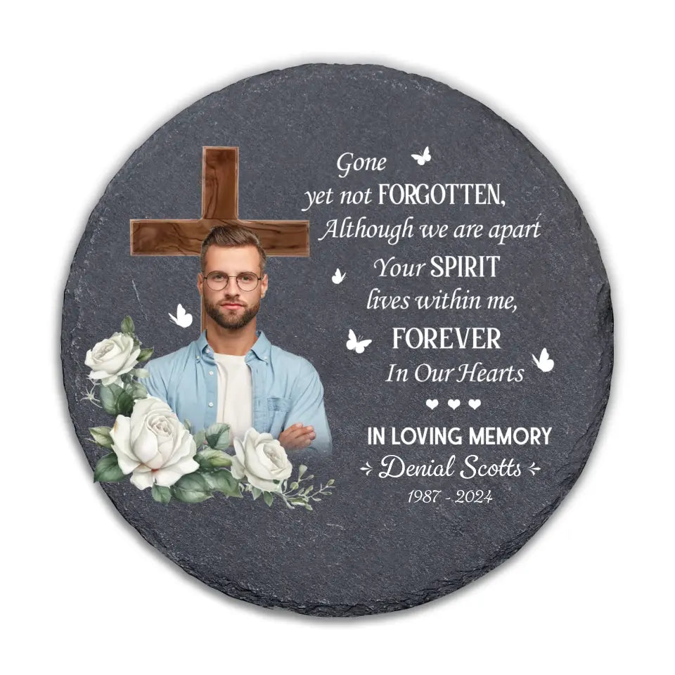 Although We Are Apart Your Spirit Lives Within Me - Personalized Stone, Memorial Gift - MS91