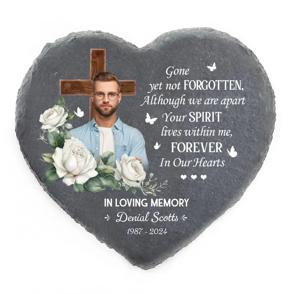 Although We Are Apart Your Spirit Lives Within Me - Personalized Stone, Memorial Gift - MS91