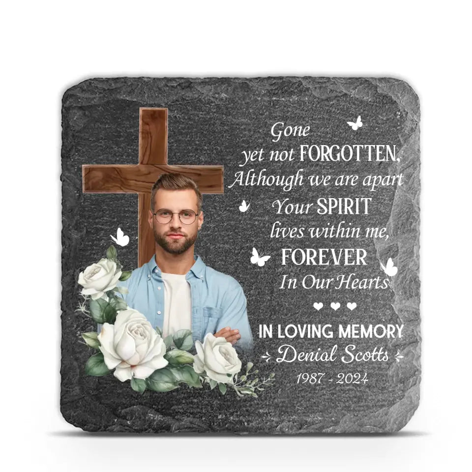 Although We Are Apart Your Spirit Lives Within Me - Personalized Stone, Memorial Gift - MS91