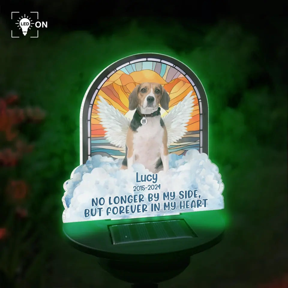 No Longer By My Side, But Forever In My Heart - Personalized Solar Light, Memorial Gift - SL170
