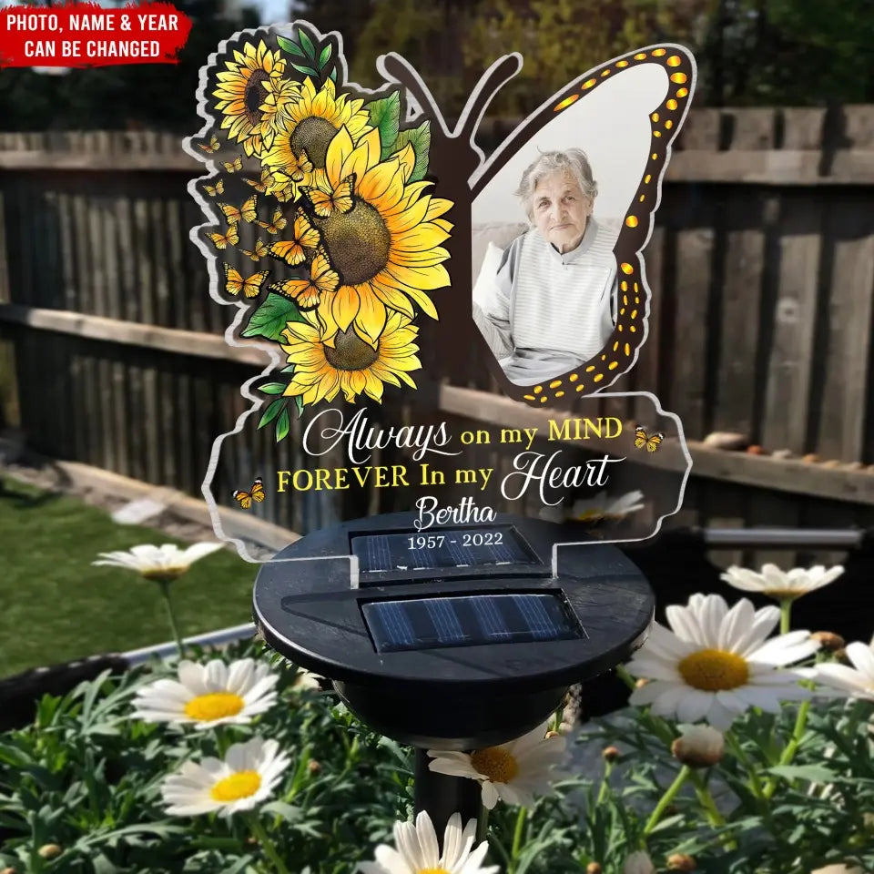 Butterfly Memorial, Always On Mind My Forever In My Heart - Personalized Solar Light - SL20TL
