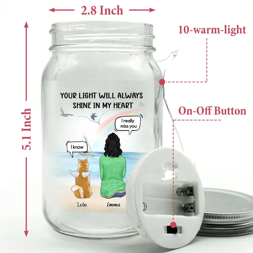 Your Light Will Always Shine In My Heart - Personalized Mason Jar Light - MJL28TL
