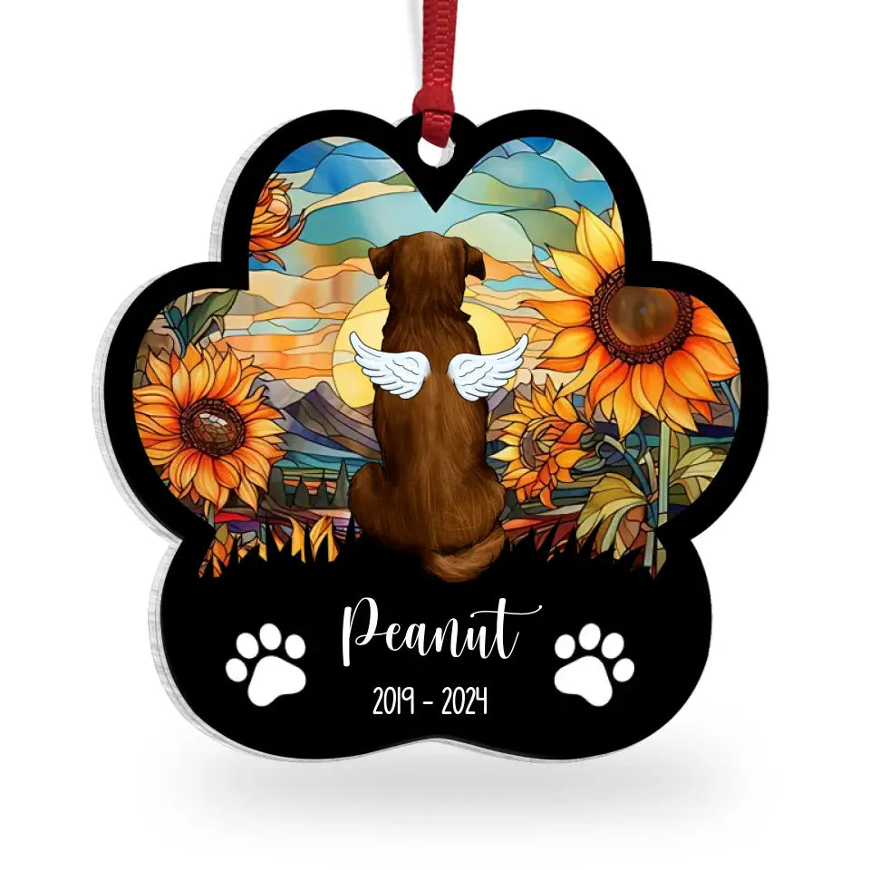 Memorial Suncatcher Dog Wings - Personalized Suncatcher Ornament, Gift For Dog Lover - SUN41TL