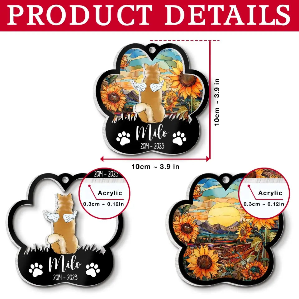 Memorial Suncatcher Dog Wings - Personalized Suncatcher Ornament, Gift For Dog Lover - SUN41TL